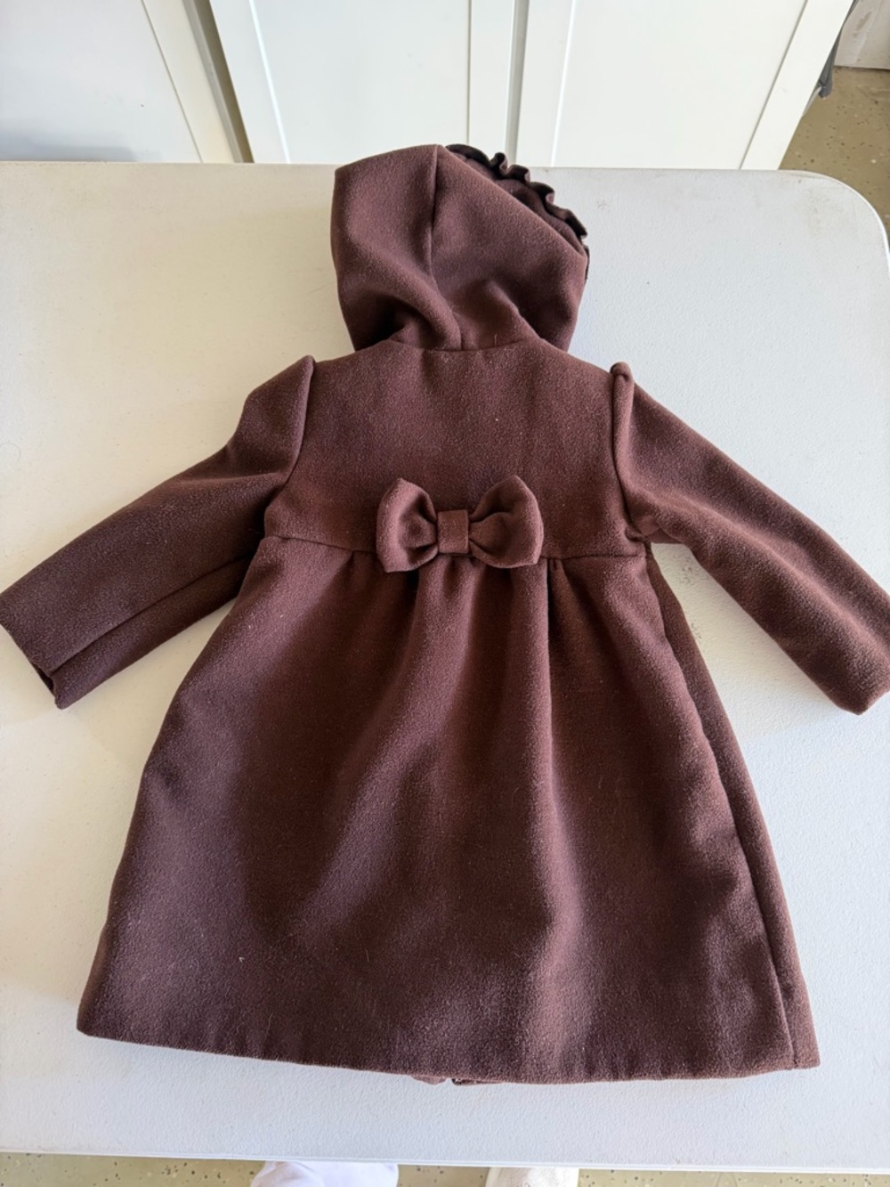 Maggie & Zoe Brown Pea Coat with Pink Hood Lining - Picture 2 of 4